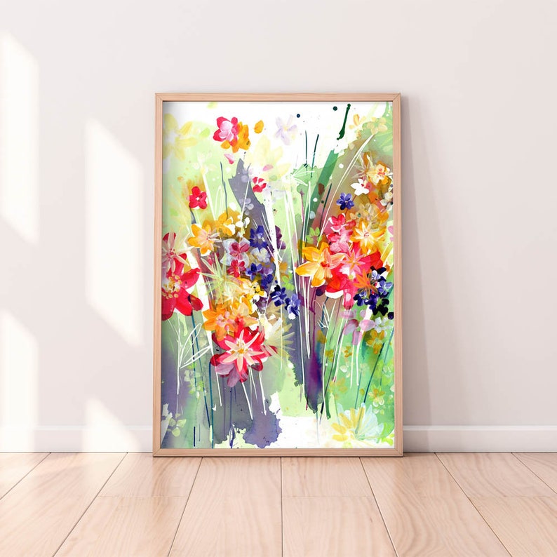 Meadow, Floral Art Print Modern Wall Art Watercolor Painting Abstract Art Print Gift for Her Print Watercolor Flowers CreativeIngrid image 2