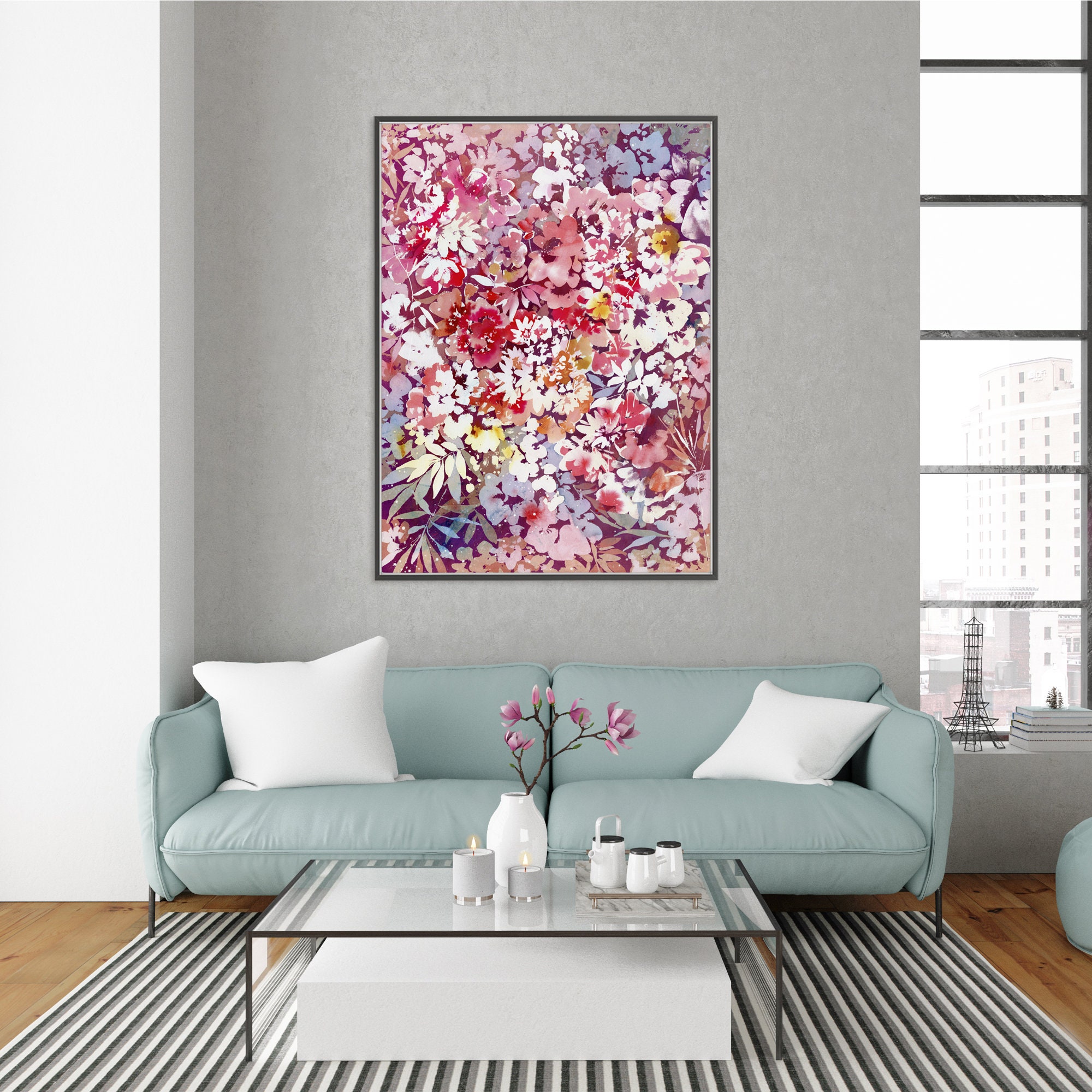 Into the Sunrise Floral Wall Art Abstract Floral Print for - Etsy
