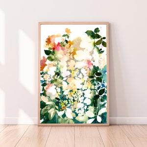 Soulful Yellow Garden Art Print Yellow Ethereal Flowers Spring Inspired Wall Art for Living Room or Modern Nursery Decor by CreativeIngrid image 1