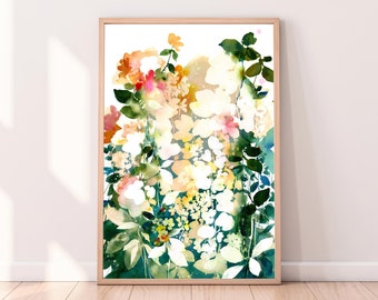 Soulful Yellow Garden Art Print | Yellow Ethereal Flowers Spring Inspired Wall Art for Living Room or Modern Nursery Decor by CreativeIngrid