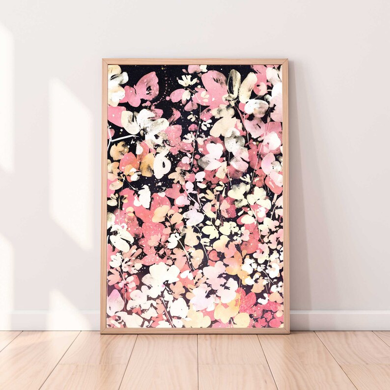Floral Rise Light Pink Wall Art Blush Pink Flower With Etsy