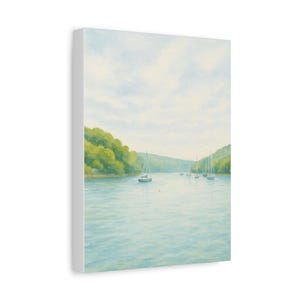 Tranquil River Dart Print – Peaceful Waterscape Wall Art, Serene Boating Scene, Nature Landscape Photography for Home or Office Decor