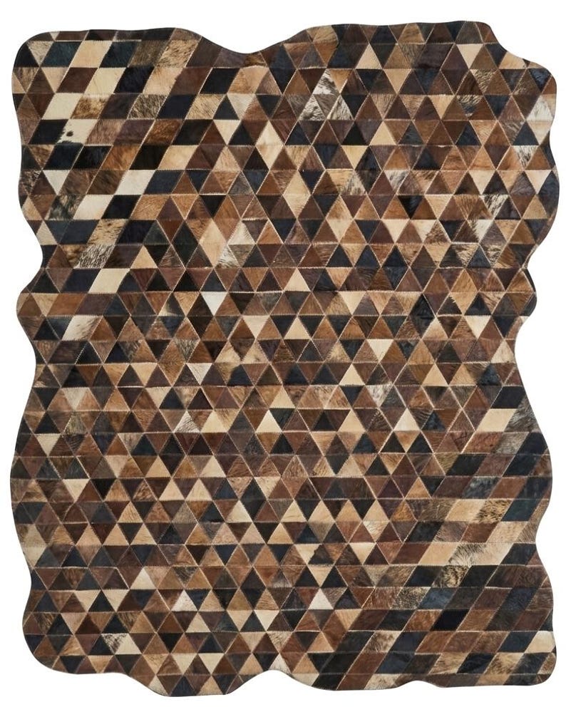 Rectangle Cowhide Rug Natural Cowhide Rug, Multi Diamond Rectangle Pixel Design, Genuine Cow ...