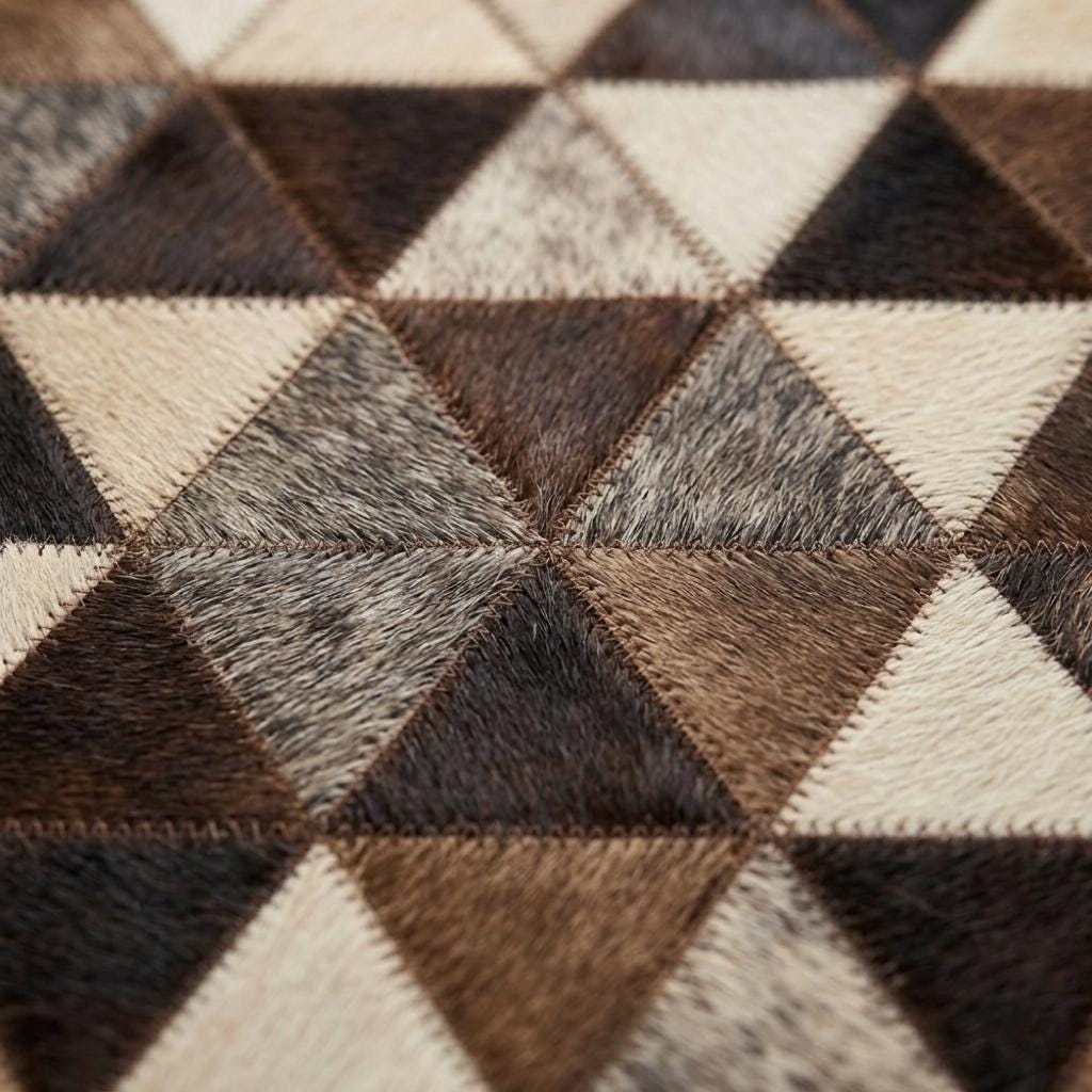 Real Cowhide Pattern Natural Cowhide Rug, Multi Diamond Rectangle Pixel Design, Genuine Cow ...