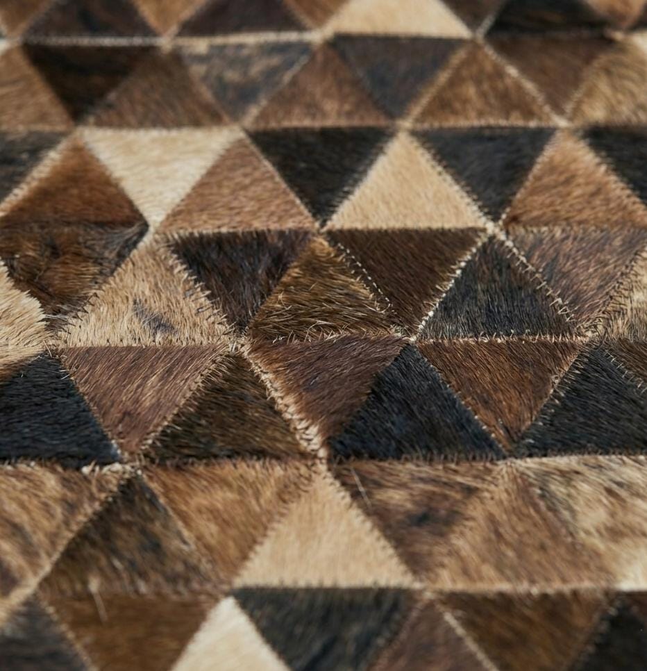 Real Cowhide Pattern Natural Cowhide Rug, Multi Diamond Rectangle Pixel Design, Genuine Cow ...