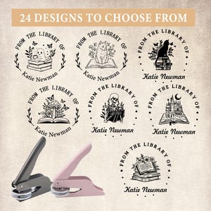 CUSTOM EMBOSSER / book stamp / library embosser /From the Library of embosser/Cat Lover Gifts/Book Lover Gifts