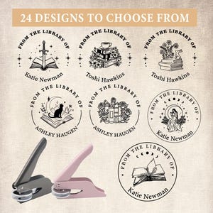 Custom BOOK EMBOSSER STAMP | Personalized Library Stamp | Choose from 24 Designs | Embosser | Ideal Gift for Book Lovers