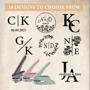 Custom Wedding Stamp | Monogram Embosser | 20 Designs | Wedding Embosser for Invitations, Napkins, Envelopes | Personalized Embosser Stamp