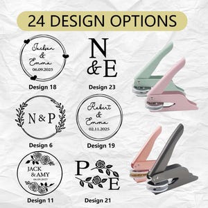 Custom Wedding Stamp | Monogram Embosser | 24 Designs | Wedding Embosser for Invitations, Napkins, Envelopes | Personalized Embosser Stamp