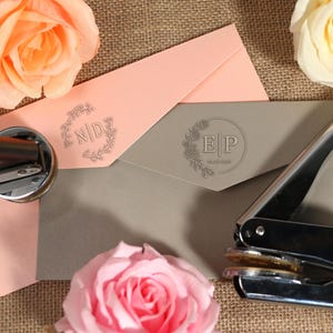 Custom Wedding Stamp | Monogram Embosser | 18 Designs | Wedding Embosser for Invitations, Napkins, Envelopes | Personalized Embosser Stamp