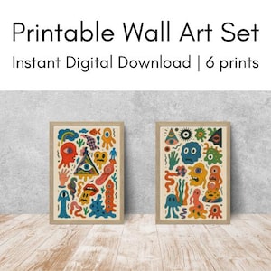Abstract Surreal Wall Art Prints - Set of 6 printable WEIRD ART | Weird Abstract Surreal 6 Poster Set - Strange Wall Art Instant Download