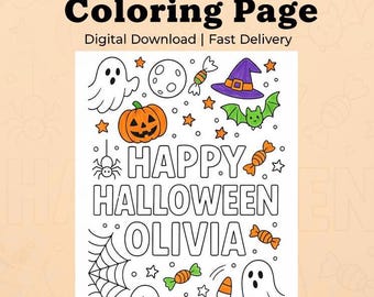 Personalized Halloween Name Coloring Page | Custom Halloween Coloring ...