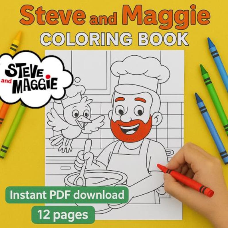 steve-and-maggie-coloring-book-instant-pdf-download-etsy