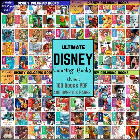 100 Disney Coloring Books Bundle | Printable Activity Pages (PDF)