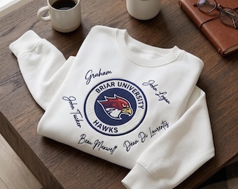 Briar University Hawks Embroidered Sweatshirt, Off Campus Series Shirt, John Logan Graham John Tucker Dean Di Laurentis,Hockey Romance Merch