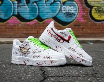 Custom Joker AF1 Sneakers: Hand-Painted "Why So Serious" Drip Shoes