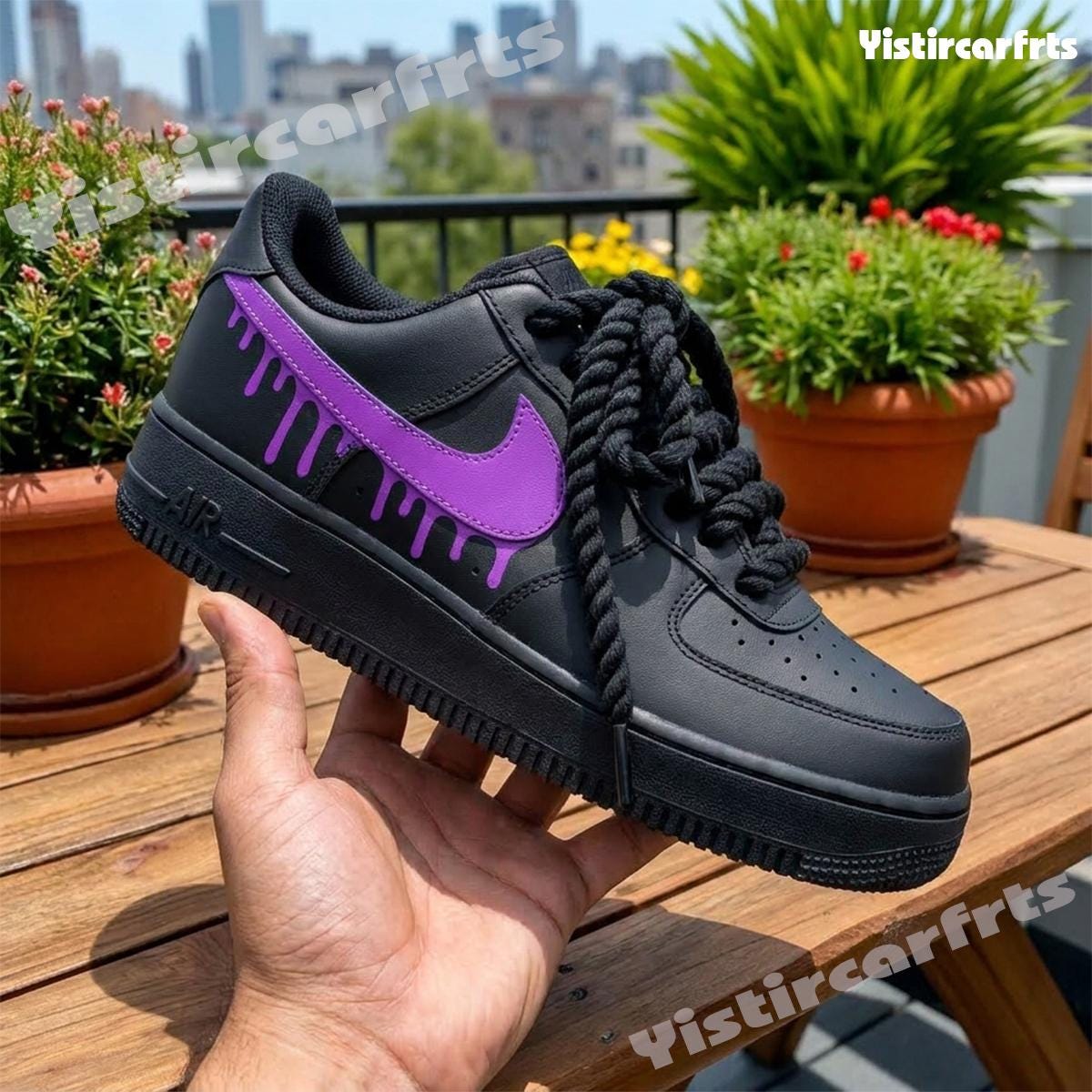 エアフォース1 ブラック 紫ロープシューレース ロープフォース Purple rope laces air force 1 - Etsy 日本