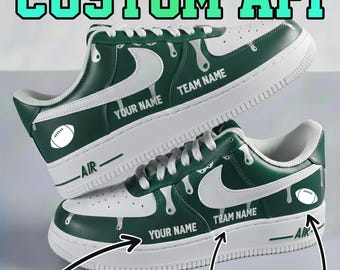 Custom hand-painted Air Force 1 Drip shoes: Personalized AF1s, custom team names.