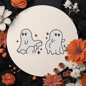 Cute Ghost Embroidery Designs, Halloween Pumpkin Bat Digital File,Spooky Hat Machine Embroidery Designs, 6 size Embroidery Instant downloads