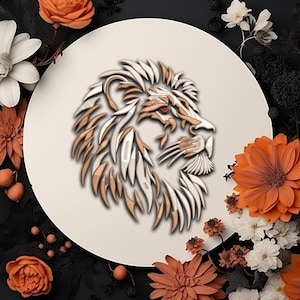 Majestic Lion Head Embroidery, Royal Feline for Dark Textiles,Elegant Powerful Animal, Wild Jungle King,6 sizes Embroidery Instant downloads