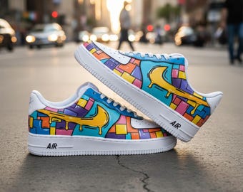 Hand Painted Comic Sneakers, Custom Drip AF1 Shoes