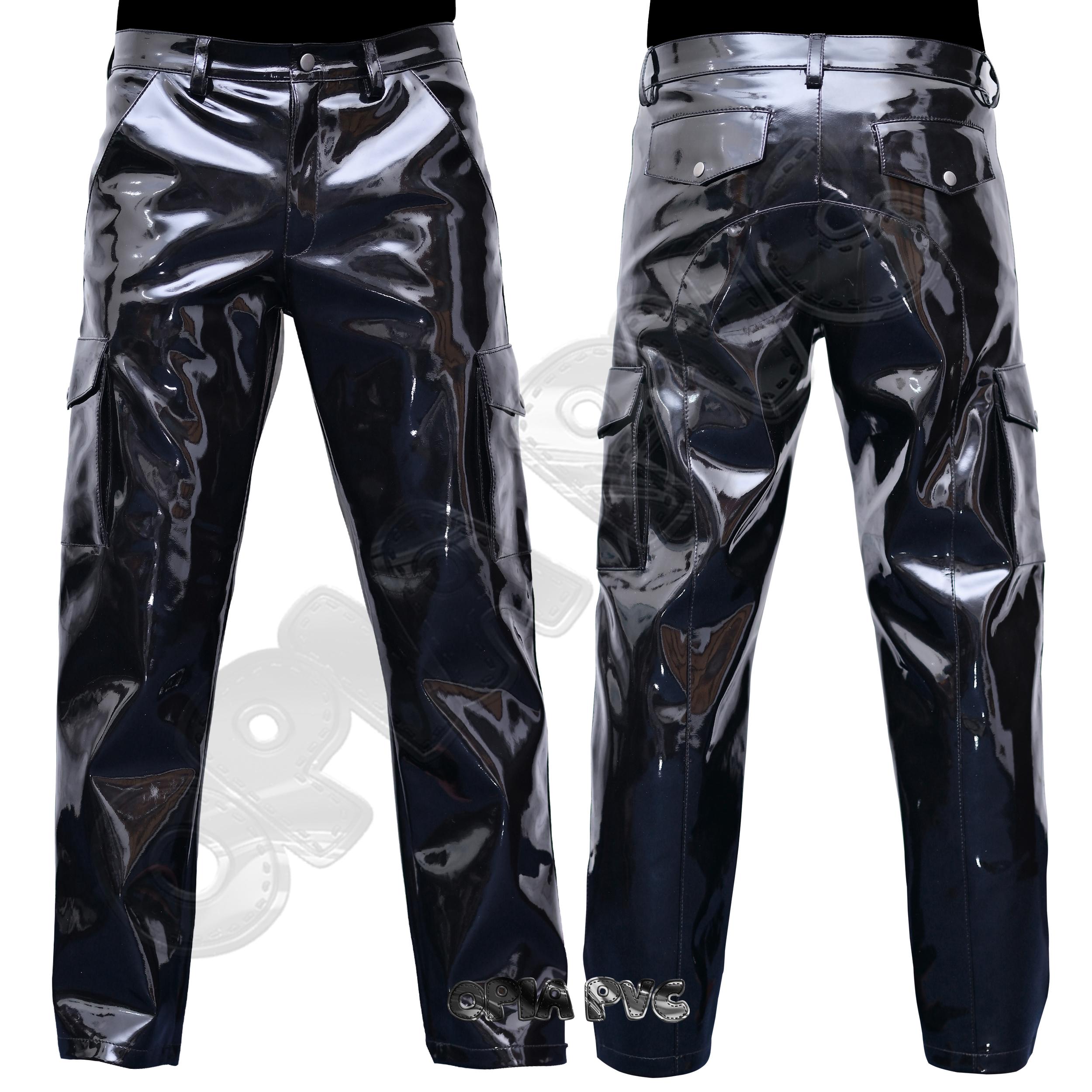 Glossy Black PVC Trousers | Wet Look Unisex Club Pants | Shiny