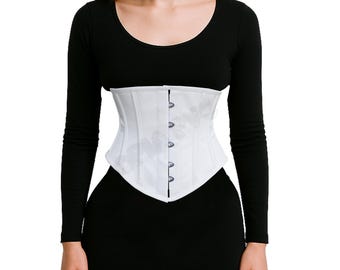 Glanzend wit pvc-onderborstcorset – wetlook damessneaker met veters – glanzend gotisch cosplay vinylcorset – alternatieve fetisjtop