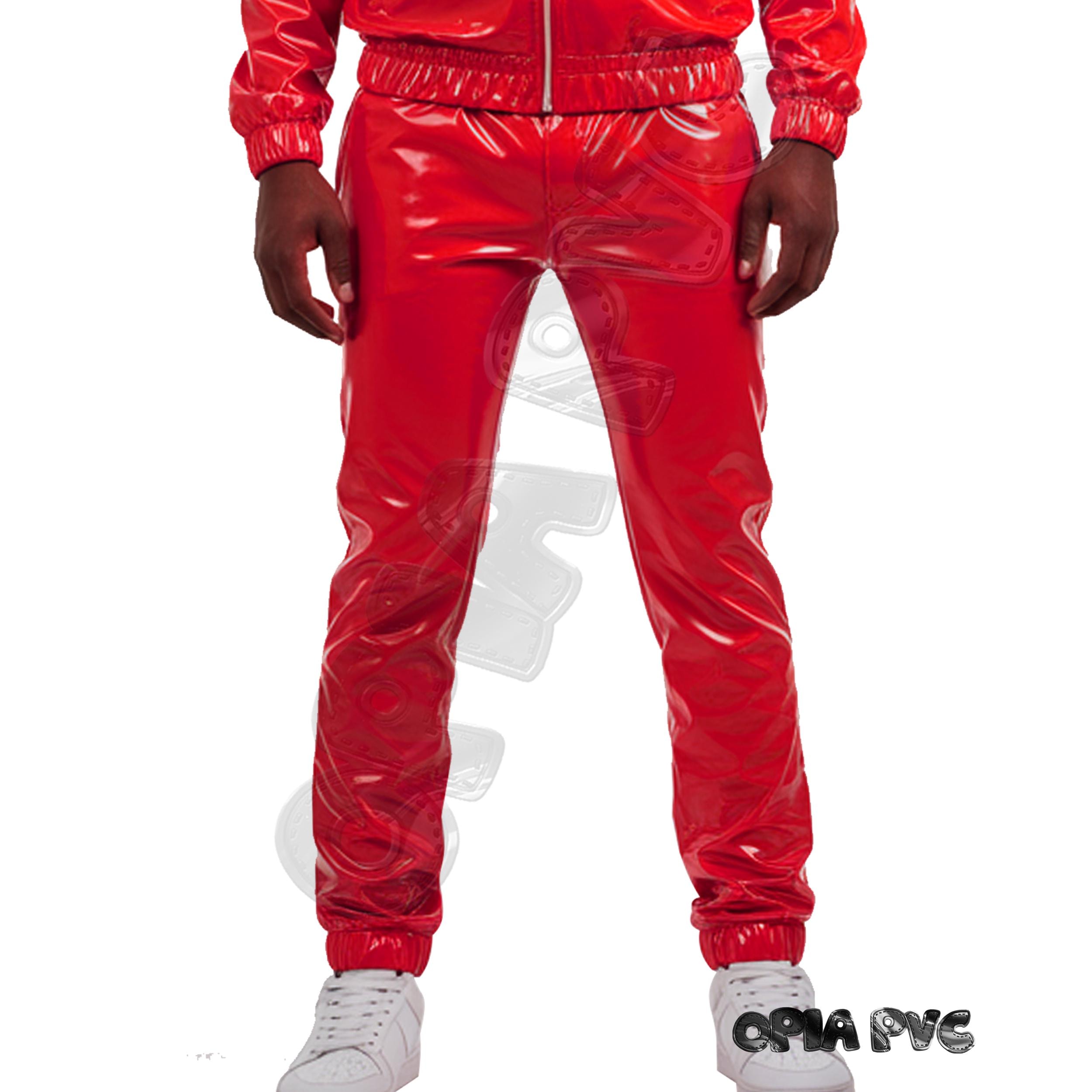RED HOT Shiny Pvc Trousers | WET Look Glossy Red Vinyl Track Pants ...