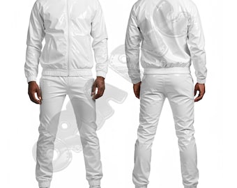 Herren glänzend weißer Pvc-Sportanzug | Volles WET Look glänzendes Vinyl-Jacken- & Hosen-Set | OPIA Pvc Luxus ALT Fashion Outfit | Rave Club Kleidung