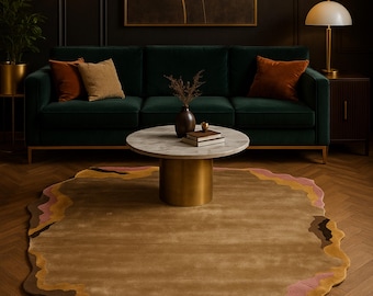 Alfombra artesanal de forma irregular para sala de estar,