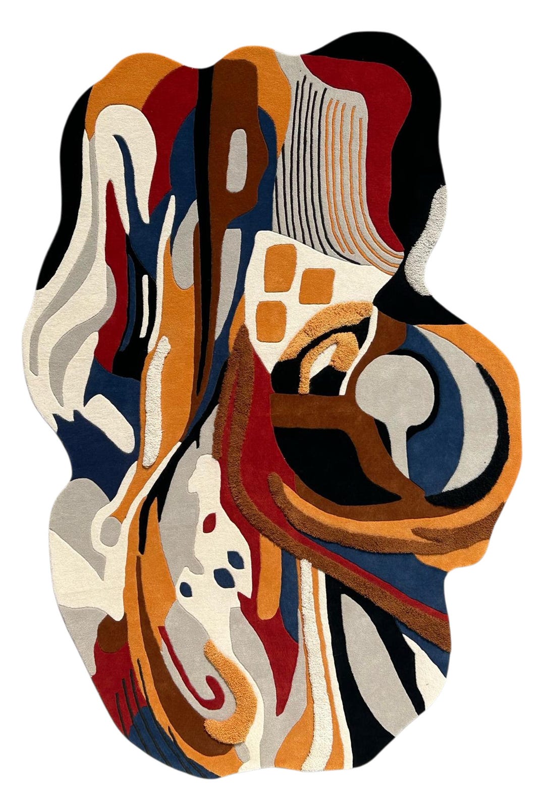 Abstract Irregular Hand-tufted Rug, Modern Colorful Custom Shaped ...