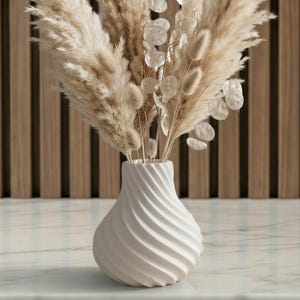 Spiral Sculptural Japandi Vase – Modern Neutral Decor – Waterproof Insert for Fresh or Dried Flowers image 1