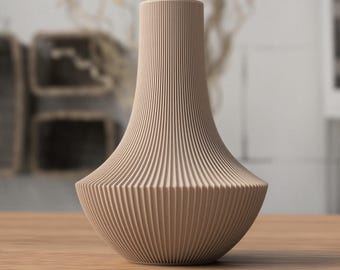 Sculptural Japandi Vase Set – Ribbed Neutral Shelf Decor – Modern Minimalist Table Accent