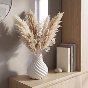 Spiral Sculptural Japandi Vase – Modern Neutral Decor – Waterproof Insert for Fresh or Dried Flowers image 8