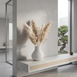 Spiral Sculptural Japandi Vase – Modern Neutral Decor – Waterproof Insert for Fresh or Dried Flowers image 4