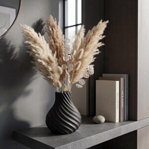 Spiral Sculptural Japandi Vase – Modern Neutral Decor – Waterproof Insert for Fresh or Dried Flowers image 9