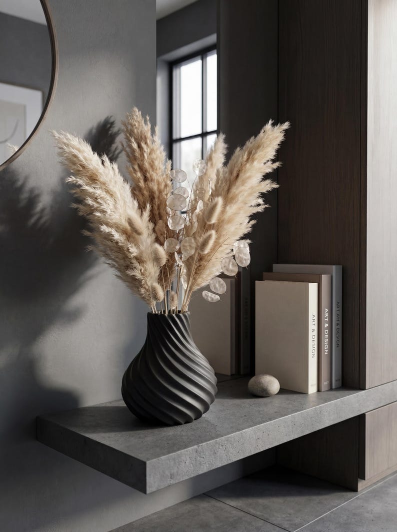 Spiral Sculptural Japandi Vase – Modern Neutral Decor – Waterproof Insert for Fresh or Dried Flowers image 9