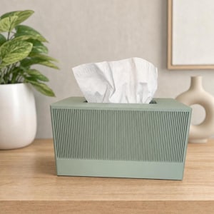 Modernt ribbat näsduksasköverdrag, Räfflad rektangulär Kleenexhållare, Minimalistisk heminredning, Japandi, Salviagrön Antracitgrå Beige