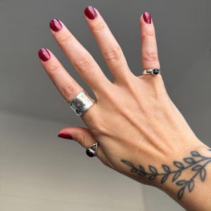 Chunky 925 Sterling Silver Dome Ring: Thick Bold Solid Minimalist Ring Statement Jewelry | Bohemian Silver Chunky Band Ring