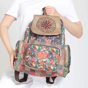 Patchwork Bag, Ethnic Patterned Backpack, Authentic Bag, Bohemian Backpack, Daily Use, Travel Bag, Daily Use, Gift for Woman, Unique Design