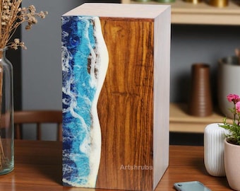 Handmade Rosewood Ocean Cremation Urn | Wooden Memorial Keepsake