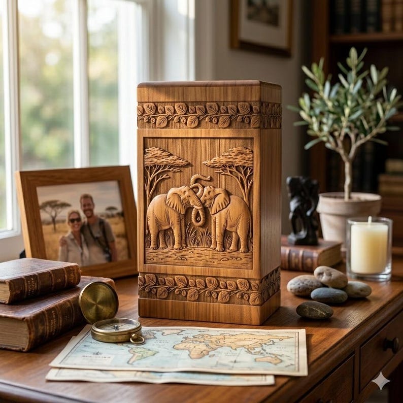 Rustic handcrafted urn for ashes memorial tribute