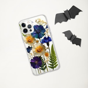 Pressed Flower Phone Case – Handmade Floral iPhone Case, Botanical Clear Phone Cover with Real Flowers, Nature Inspired Gift