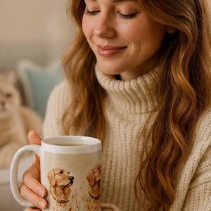 Golden Retriever Mug: White Ceramic Coffee Cup Gift for Dog Lovers