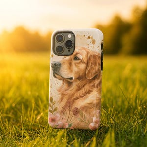 Watercolor Golden Retriever iPhone Case: Floral Dog Lover Gift