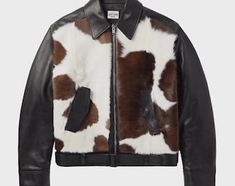 Real Cowhide Leather Jacket: Stylish Western Hair-on Hide - Etsy