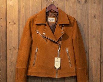 Handmade Suede Western Jacket: Women's Boho Tan Leather Coat