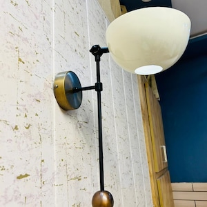 Italian Wall Sconce Set of 2 – Modern Stilnovo Wall Light – Mid Century Vanity Sconce – 18” Tall Wall Decor – Brass Wall Lamp