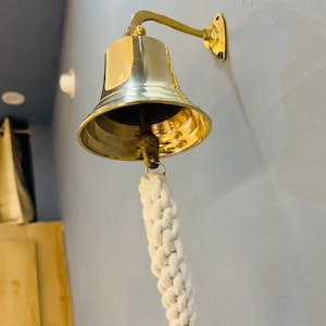 Personalized Brass Nautical Bell Wall Hanging Door Bell,Dinner Bell,Ship Bell,Christmas Gift,Nautical Decor, Housewarming,CoastalHome Accent