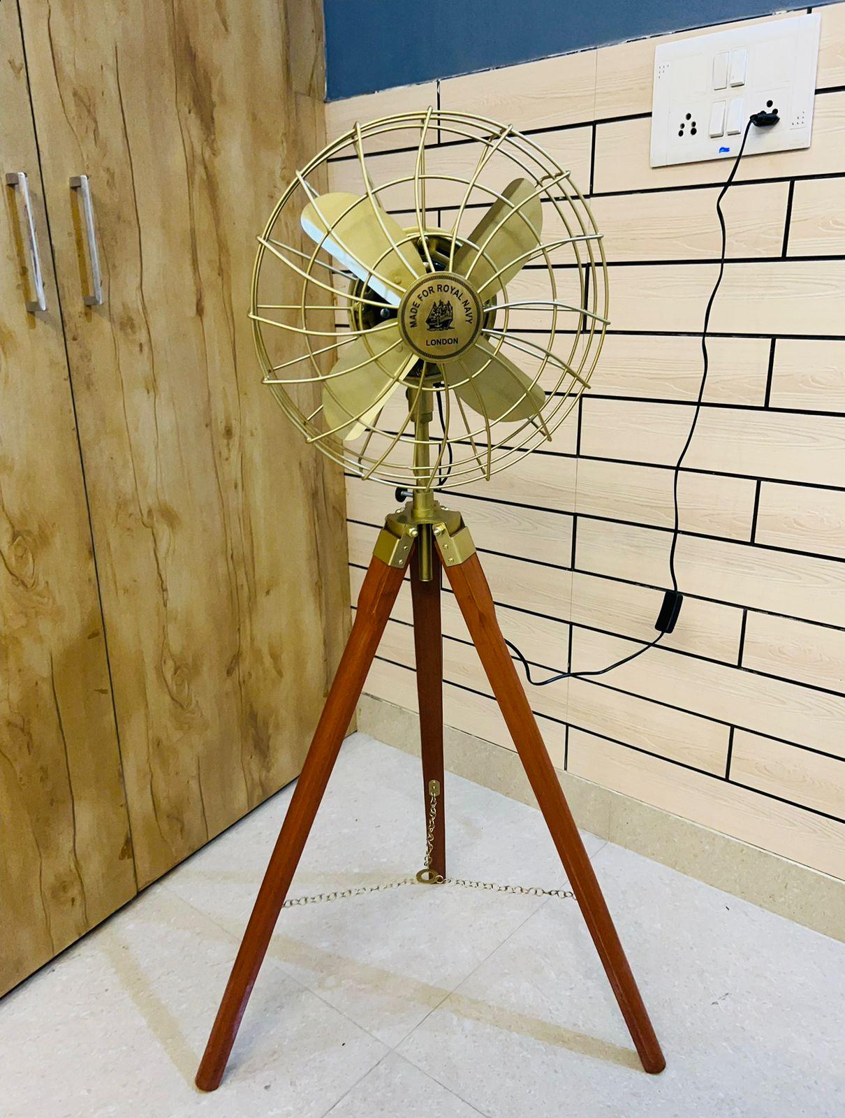 Handmade Nautical Tripod Floor Fan: 54\, image size:1210x1600
